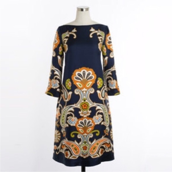 J. Crew Verushka Dress Paisley Boho Silk Twill 6 S - Picture 2 of 8